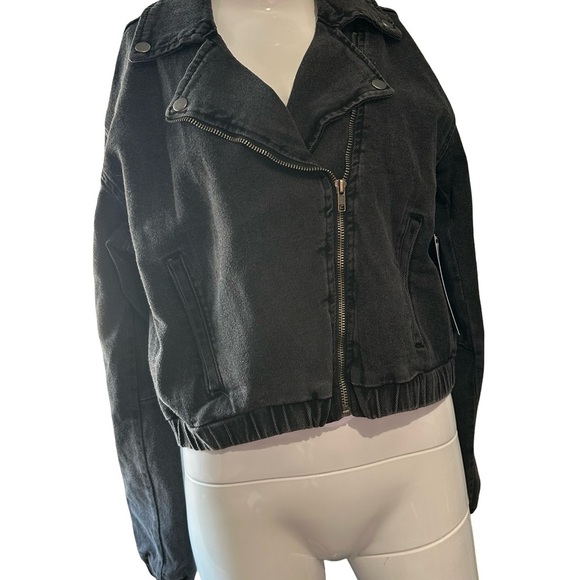 Design Lab Lord & Taylor Black Moto Jean Jacket - Picture 4 of 7